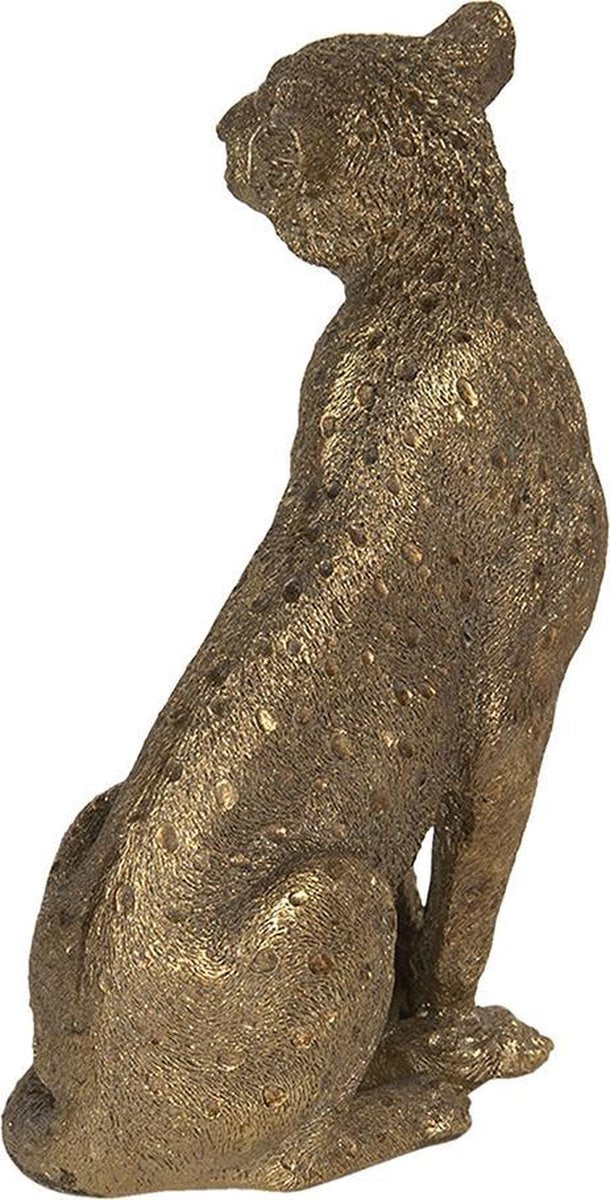 Gouden Panterbeeld – Elegant Luipaard van Polyresin