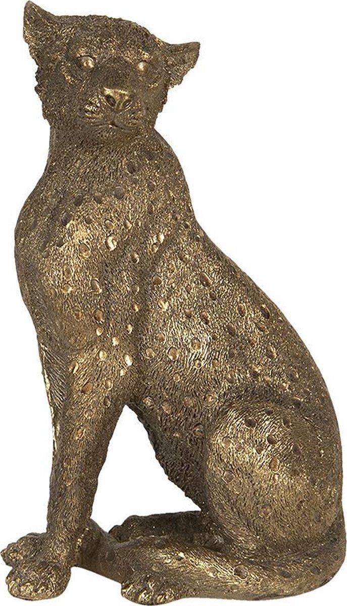 Gouden Panterbeeld – Elegant Luipaard van Polyresin