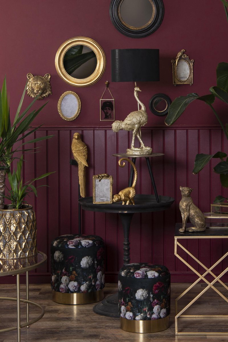 Gouden Panterbeeld – Elegant Luipaard van Polyresin