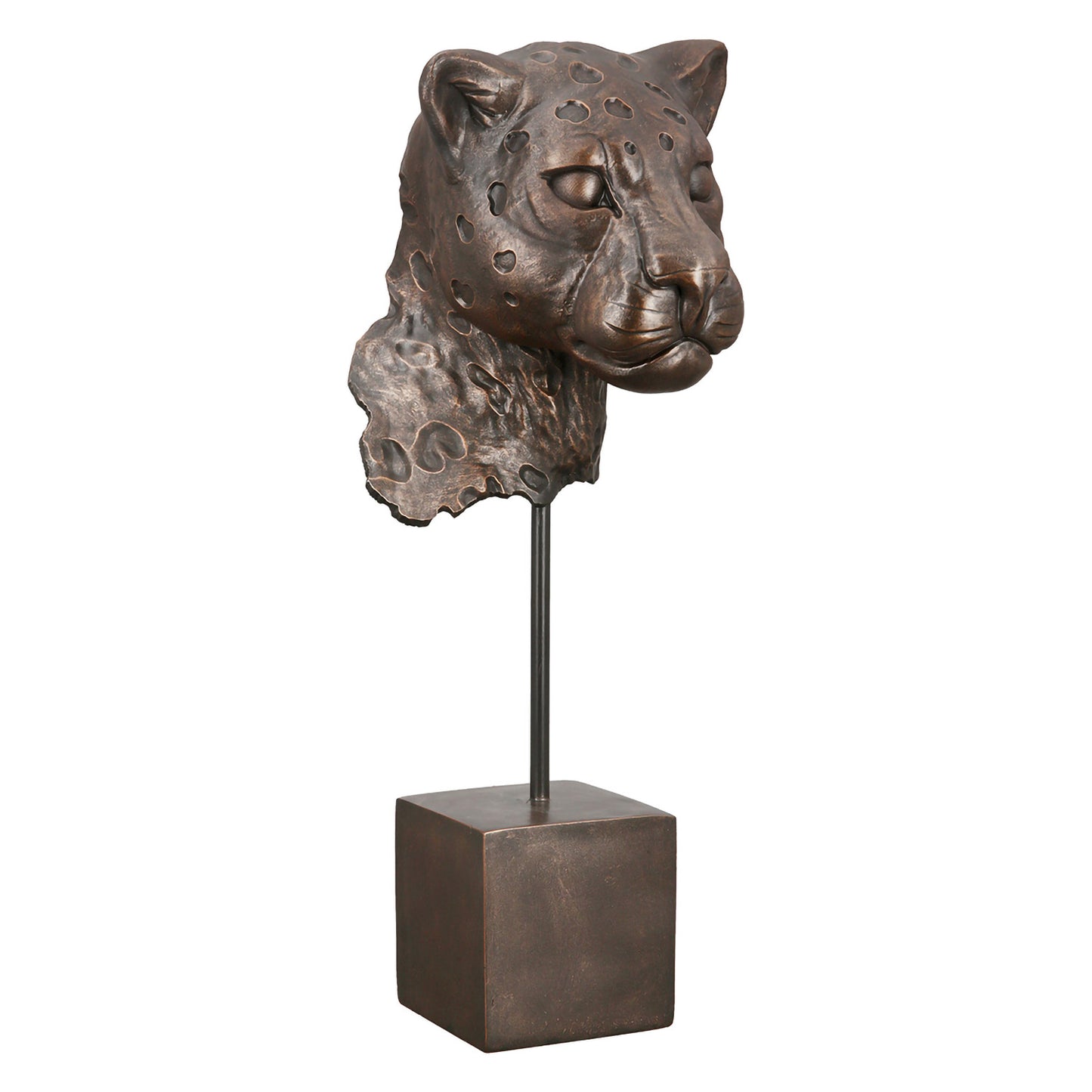 Leopard Sculpture Antique Bronze – 46 cm Resin