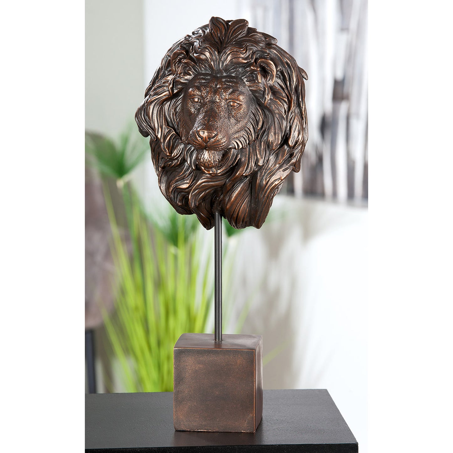 Löwenskulptur – Harz in Antikbronzeoptik