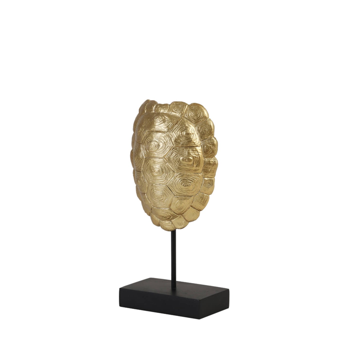 Gouden schildpad beeld op zwarte standaard van Light & Living – luxe turtle ornament