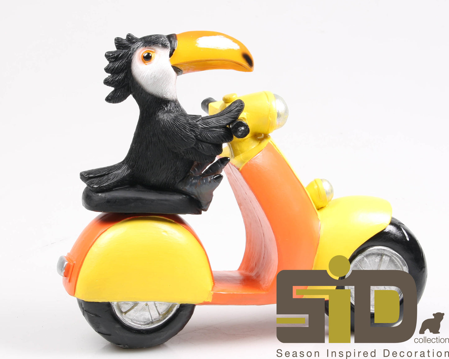Toekan Beeldje op Scooter – Tropisch & Vrolijk