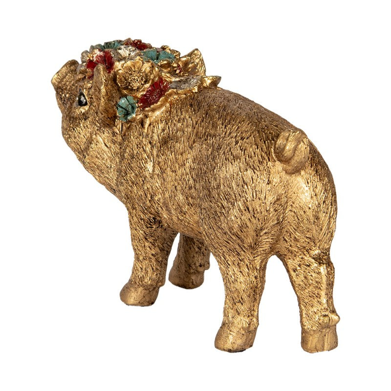 Golden Piggy – Varkensbeeldje met Bloemenkroon
