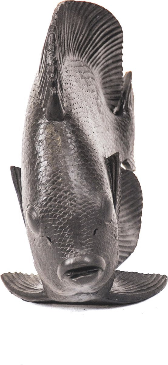 Schwarze Fischdekoration – Mattes Polyresin – 19,5 cm
