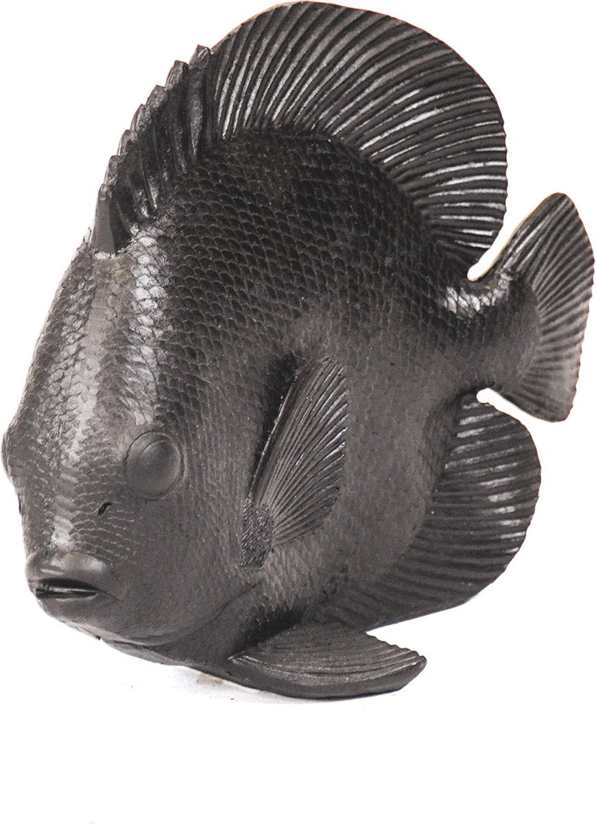 Schwarze Fischdekoration – Mattes Polyresin – 19,5 cm