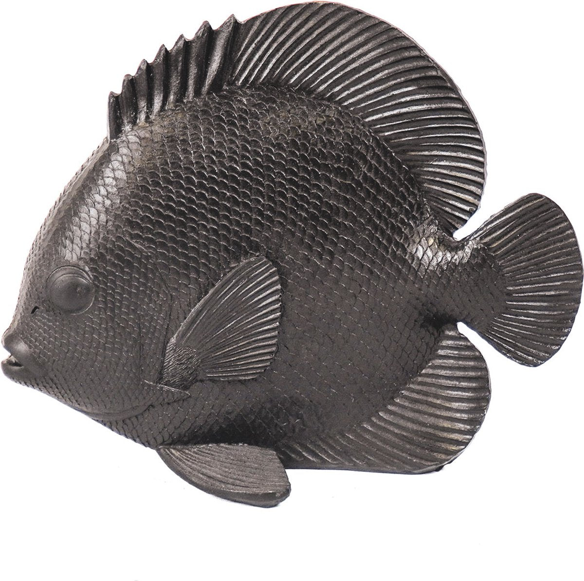 Schwarze Fischdekoration – Mattes Polyresin – 19,5 cm