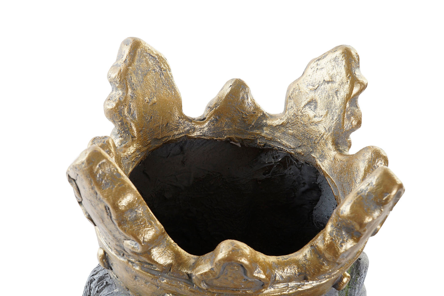 Hundekopf-Blumentopf – Grau mit goldener Krone