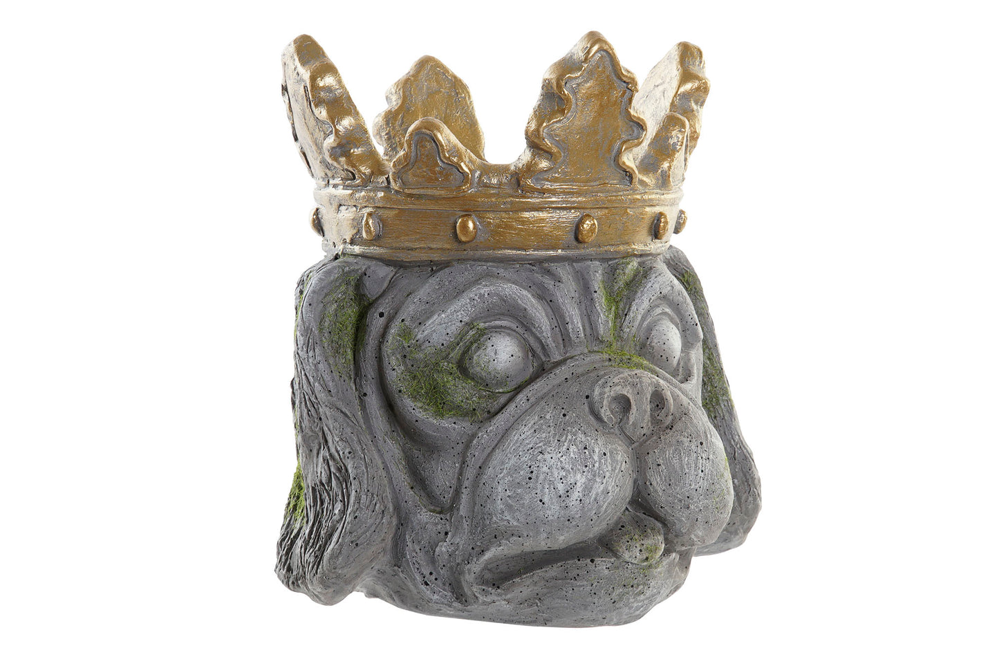 Hundekopf-Blumentopf – Grau mit goldener Krone