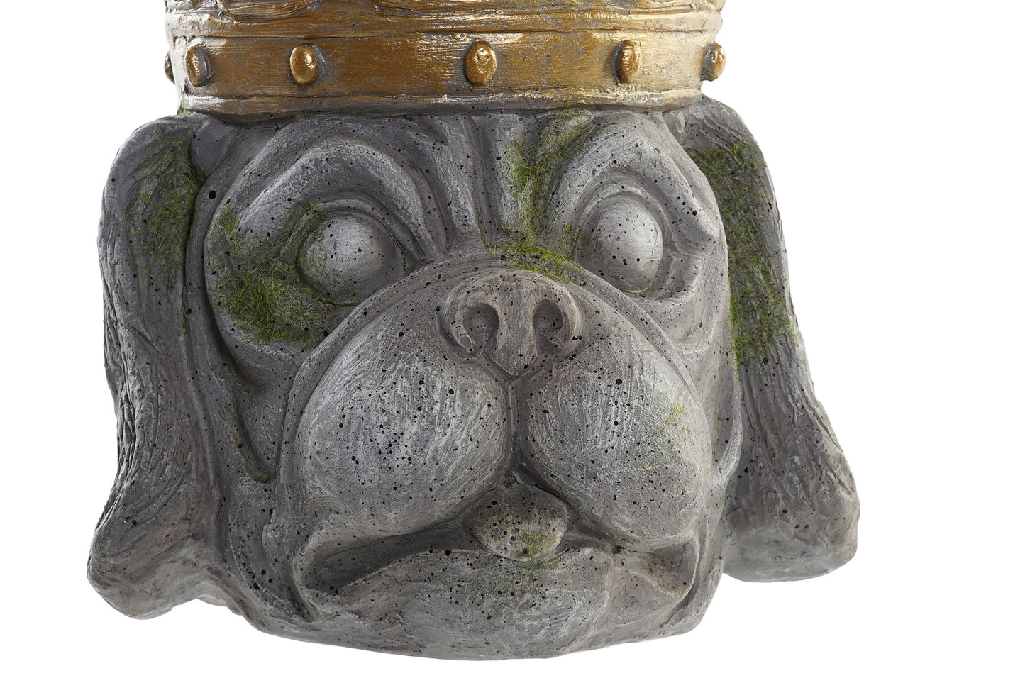 Hundekopf-Blumentopf – Grau mit goldener Krone