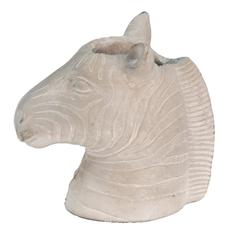 Steenachtige bloempot in de vorm van een zebra hoofd – Clayre & Eef