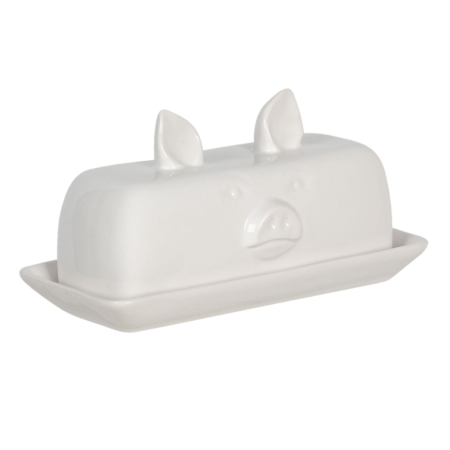 Botervloot Varken – Witte Keramiek (19x11x9 cm)