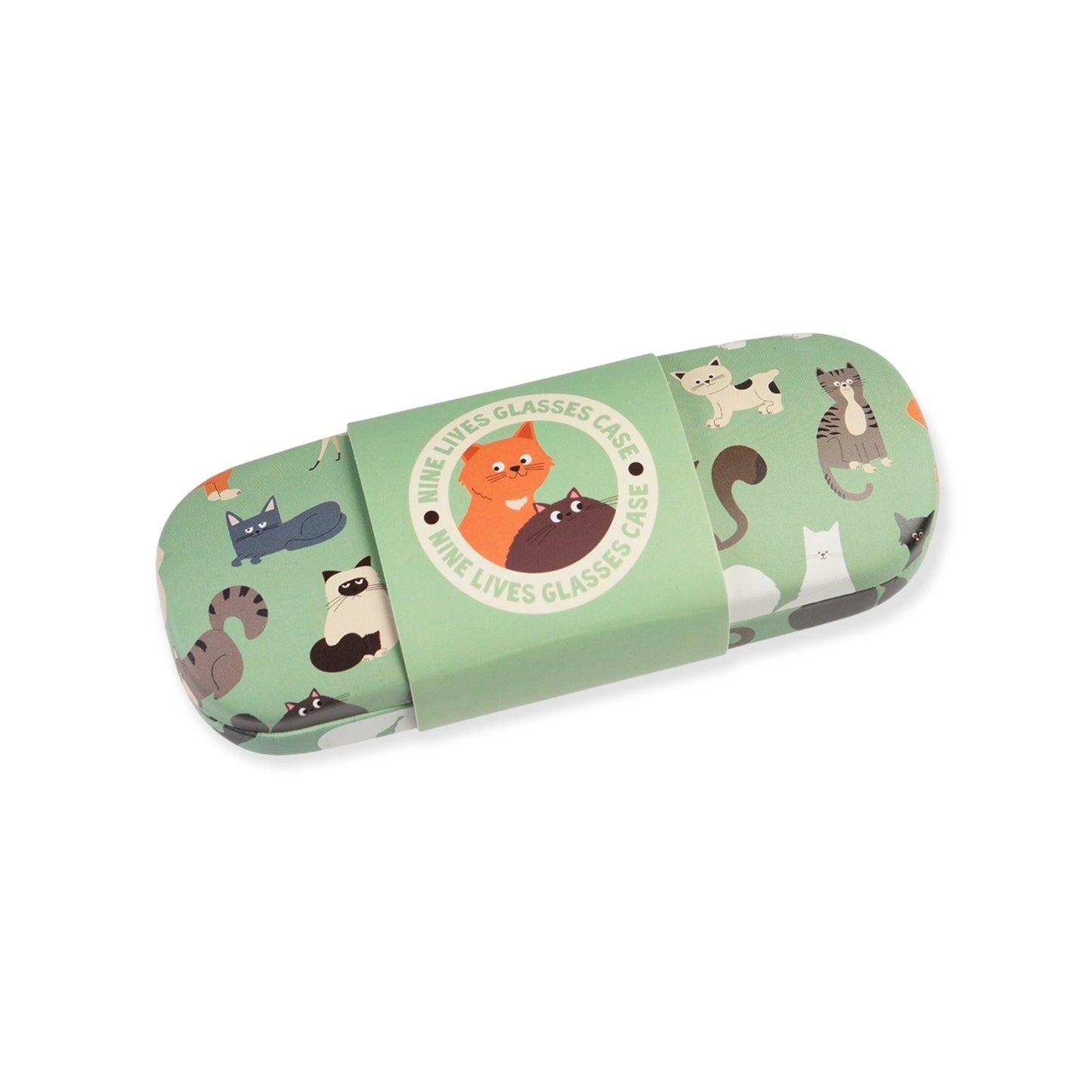 Glasses Case with Cat Print – Green & Cheerful