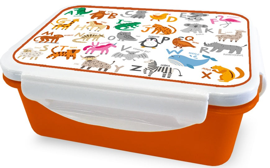 Broodtrommel met ABC dierenprint in vrolijke kleuren – Arditex