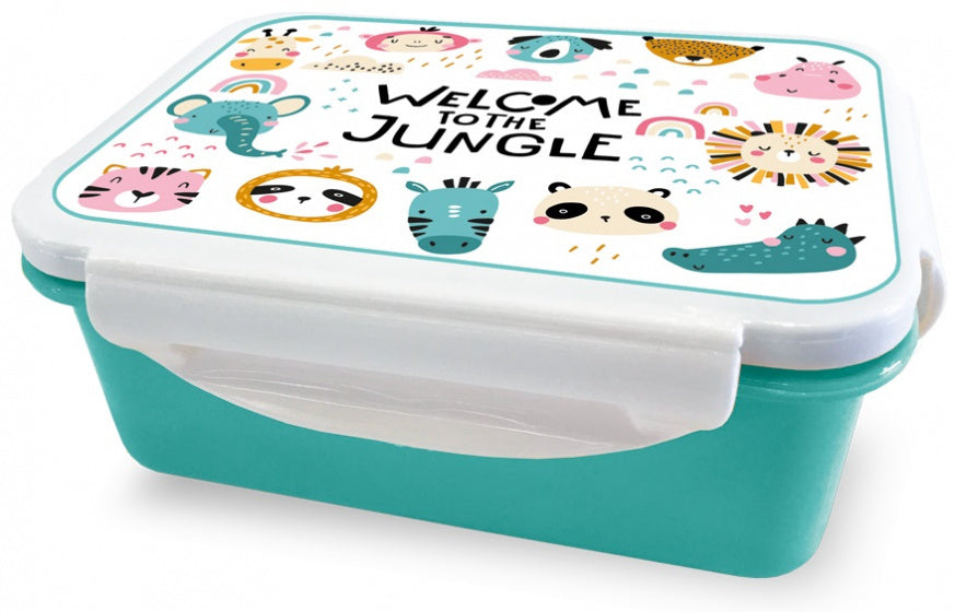 Broodtrommel Welcome to the Jungle met kleurrijke dierenprint