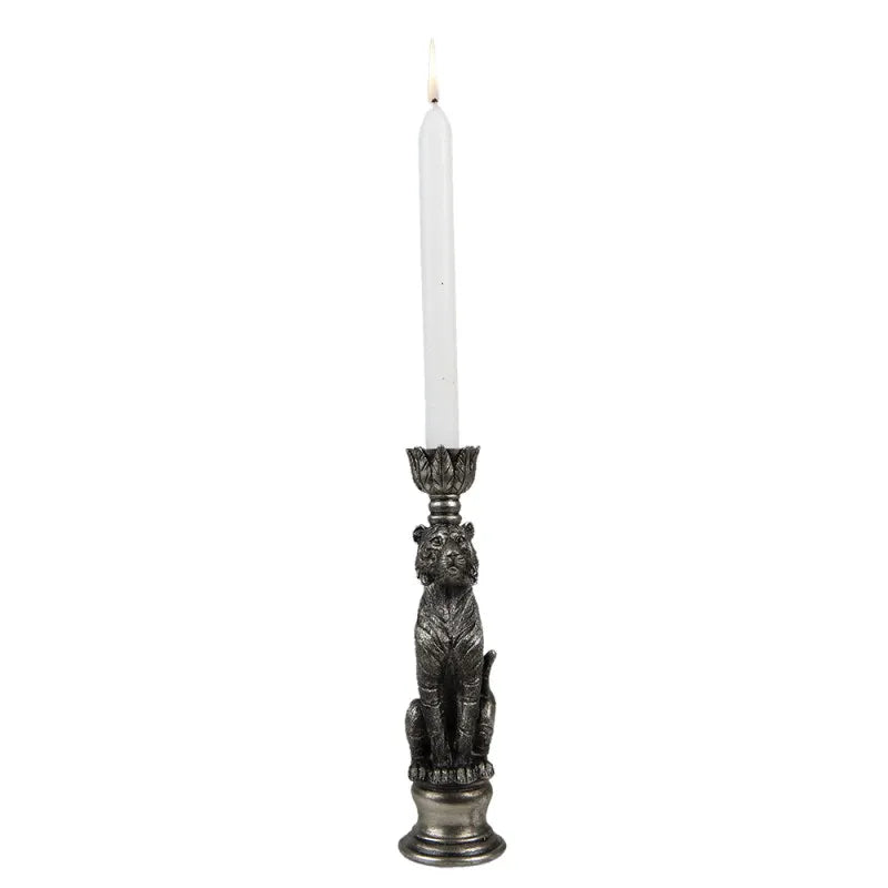 Zilveren Tijger Kandelaar – Luxe Eyecatcher 25 cm