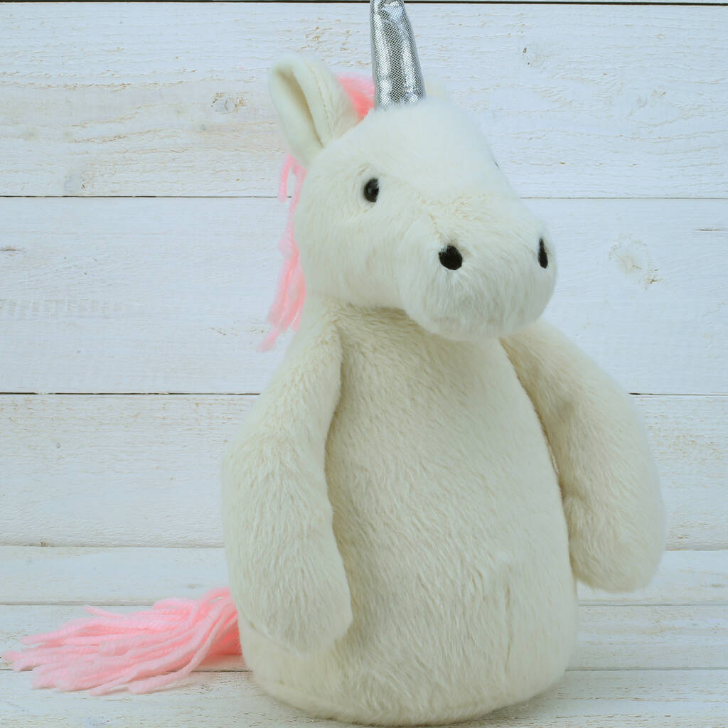 Einhorn Türstopper – Plüsch Weiß/Rosa