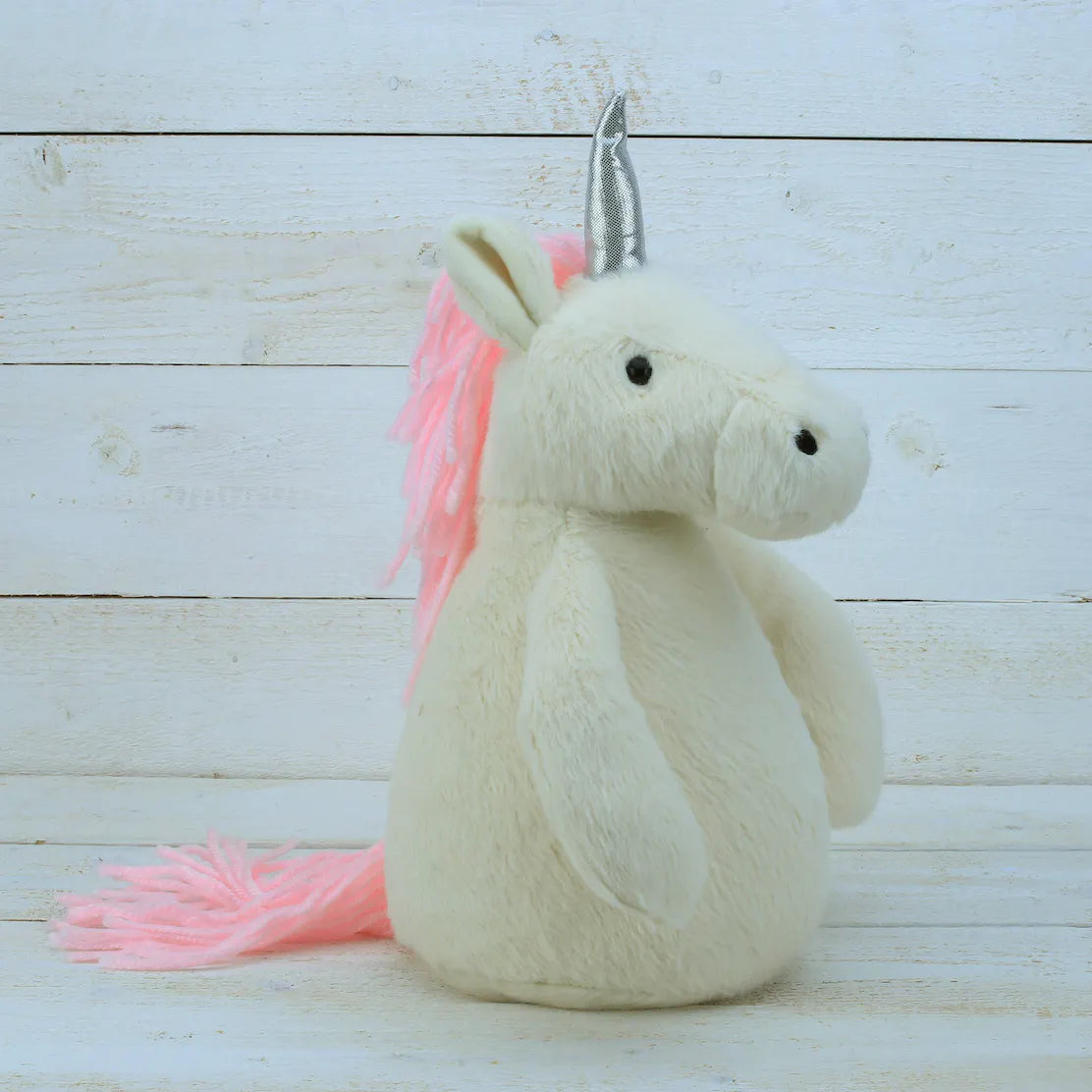 Einhorn Türstopper – Plüsch Weiß/Rosa