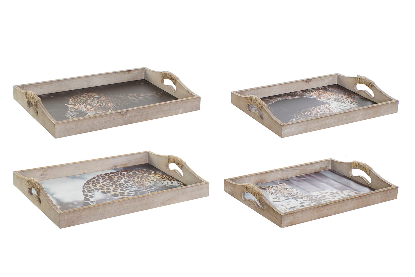 Set Houten Dienbladen met Luipaardprint | 2 varianten