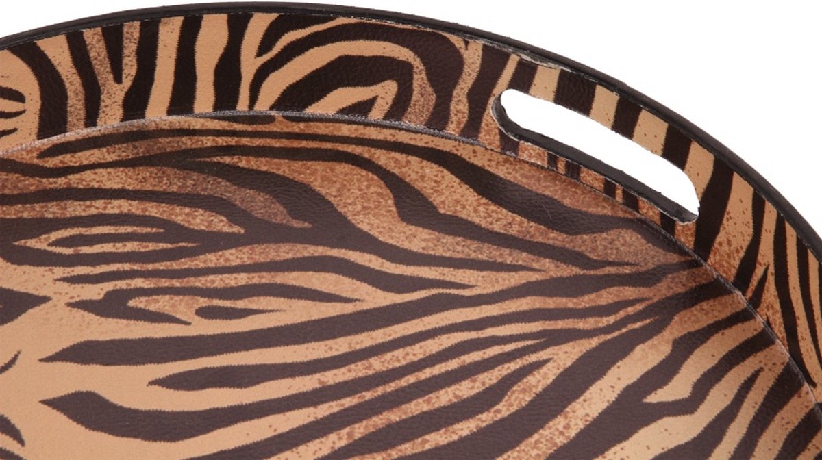 Rond Tijgerprint Dienblad – PU-leer Ø 33 cm