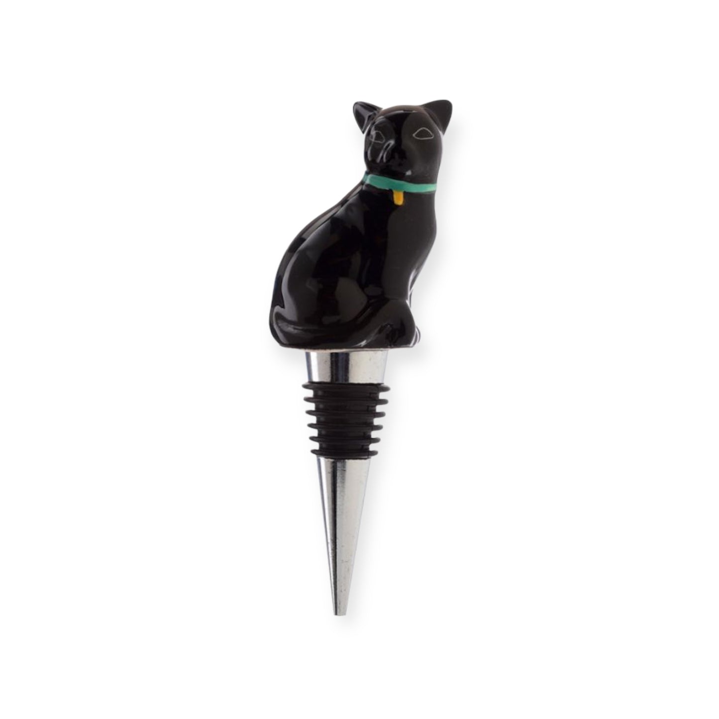 Flessenstop met zwarte kat van keramiek – wijnaccessoire van Puckator, 11 cm hoog