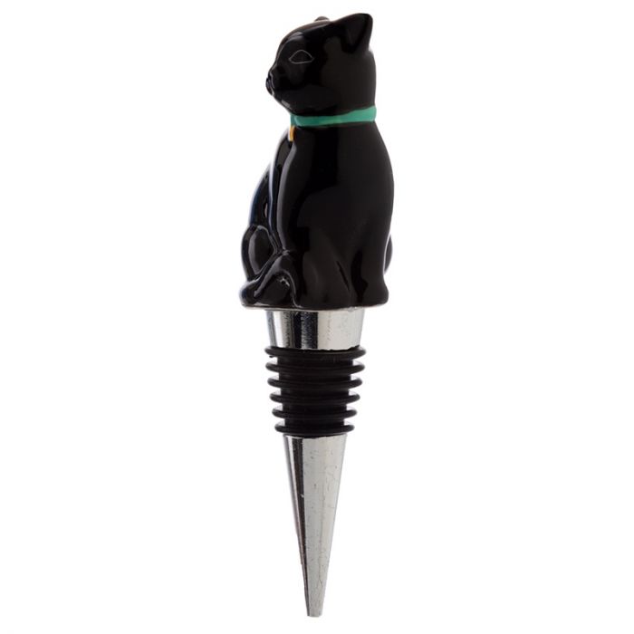 Flessenstop Zwarte Kat – Wijnaccessoire Keramiek