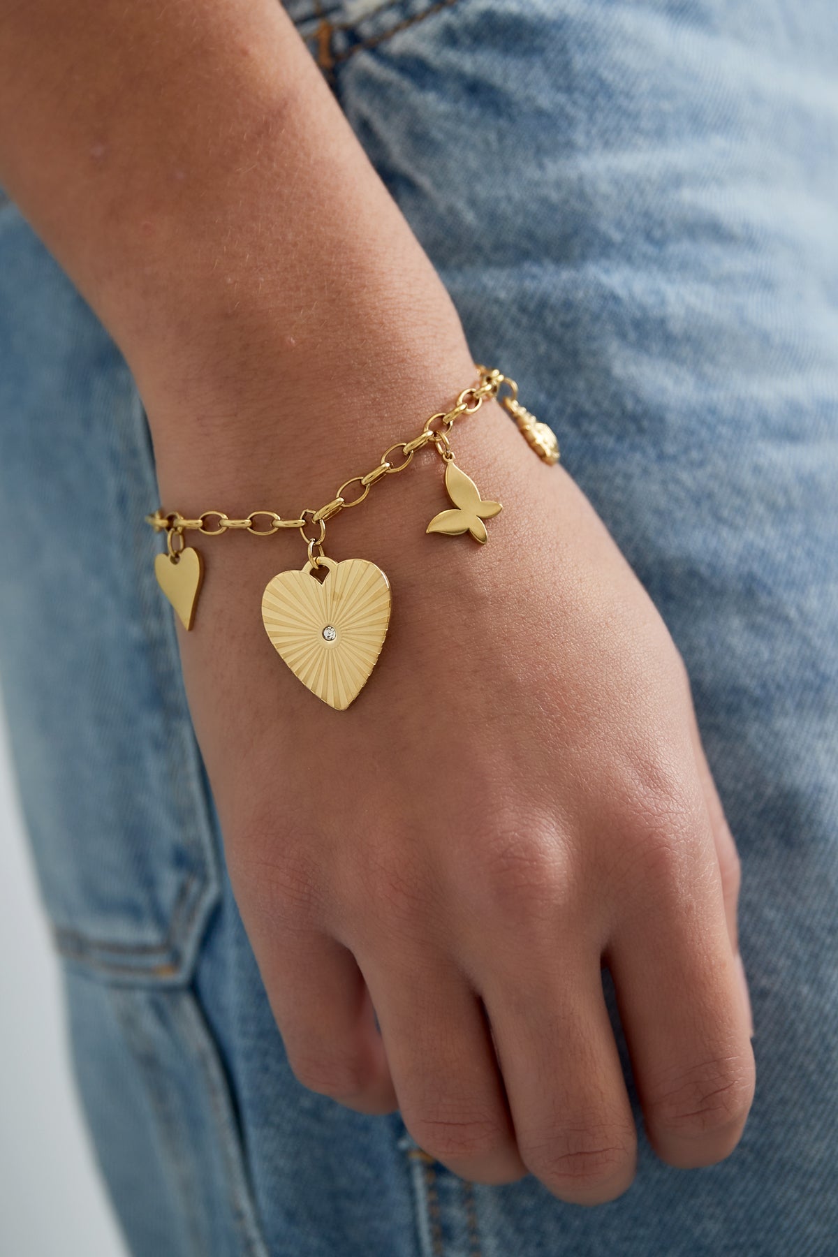 Goldenes Bettelarmband – Goldfarben – 16+3 cm