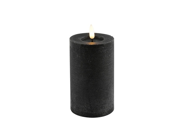 Schwarze LED-Stumpenkerzen – Luxus-Wachskerzen Ø 7,5 cm in 4 Größen