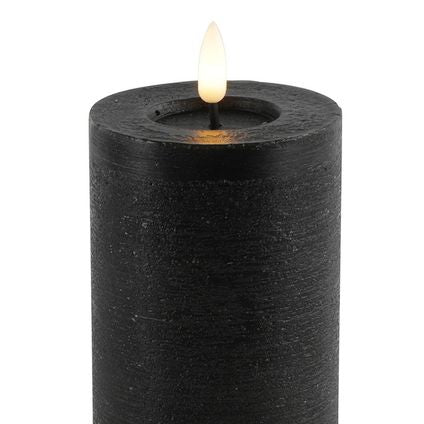 Schwarze LED-Stumpenkerzen – Luxus-Wachskerzen Ø 7,5 cm in 4 Größen
