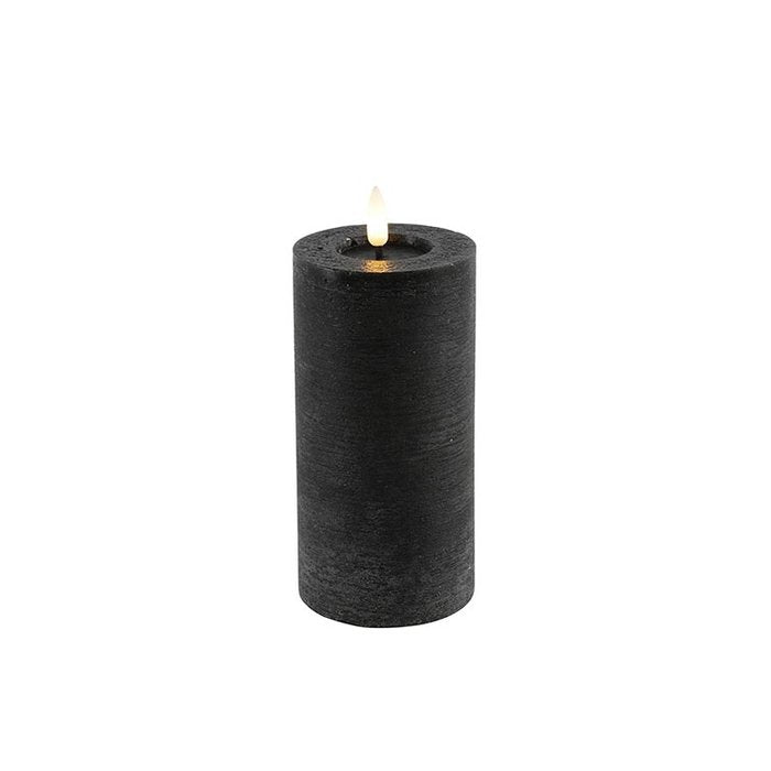 Schwarze LED-Stumpenkerzen – Luxus-Wachskerzen Ø 7,5 cm in 4 Größen