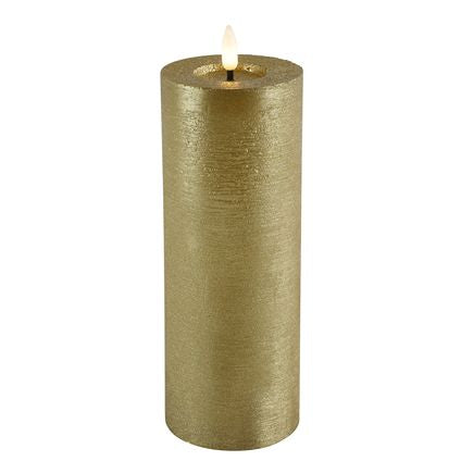 Goldene LED-Stumpenkerzen – Luxus-Wachskerzen Ø 7,5 cm in 4 Größen