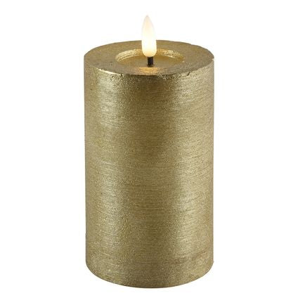 Goldene LED-Stumpenkerzen – Luxus-Wachskerzen Ø 7,5 cm in 4 Größen