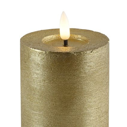 Goldene LED-Stumpenkerzen – Luxus-Wachskerzen Ø 7,5 cm in 4 Größen