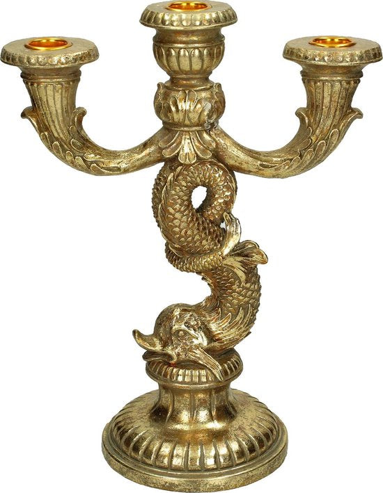 Goldener Kerzenständer Fisch mit 3 Armen – Luxus Kerzenhalter