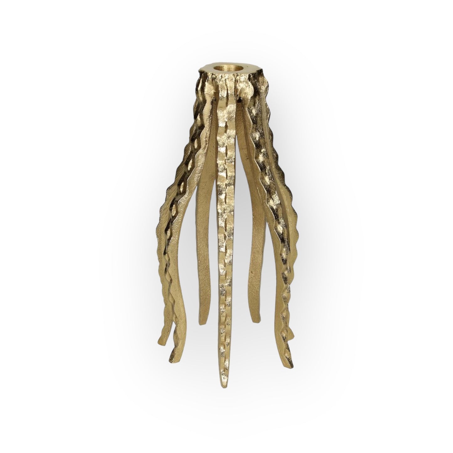 Gouden octopus kandelaar met 7 tentakels – sculpturaal design van Wants & Needs