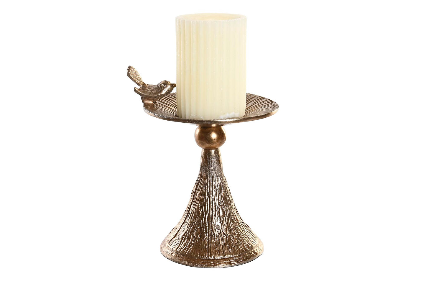 Gouden Kandelaar met Vogel – Aluminium – 19 cm