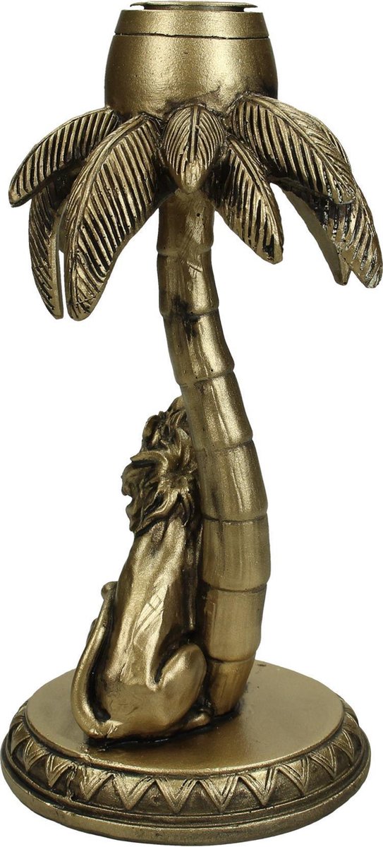 Goldener Löwen-Kerzenständer Palme – Dekoratives Design