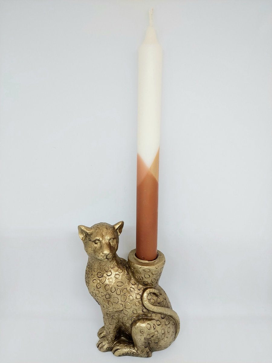 Goldener Kerzenständer Sitzender Leopard – Luxusdetail
