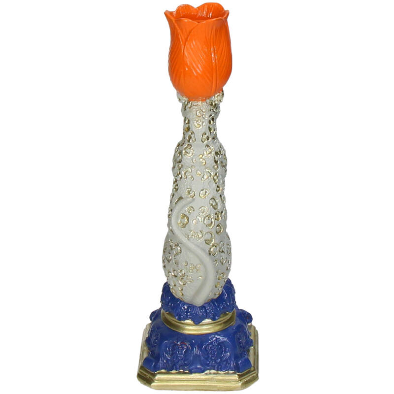 Leopard Candlestick with Orange Tulip – 26 cm