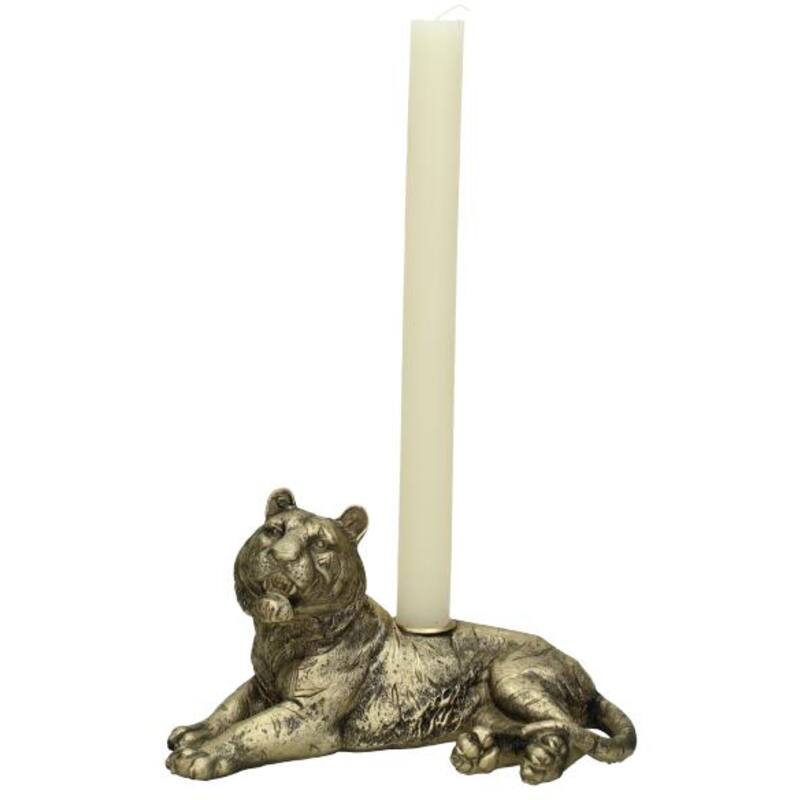 Gouden Tijger Kandelaar – Liggend Design 19,5 cm