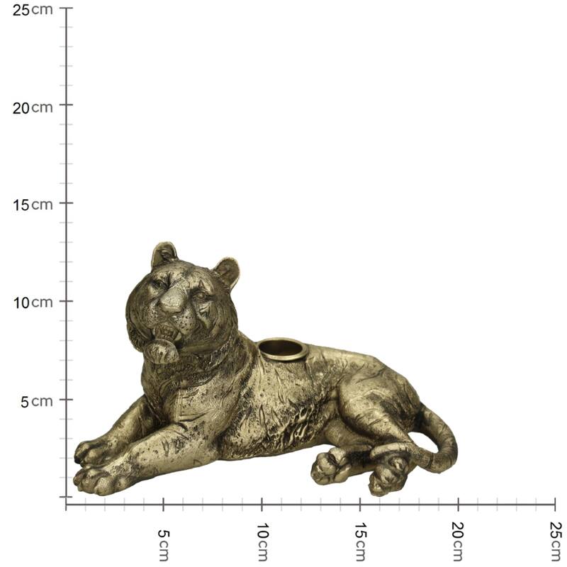 Gouden Tijger Kandelaar – Liggend Design 19,5 cm