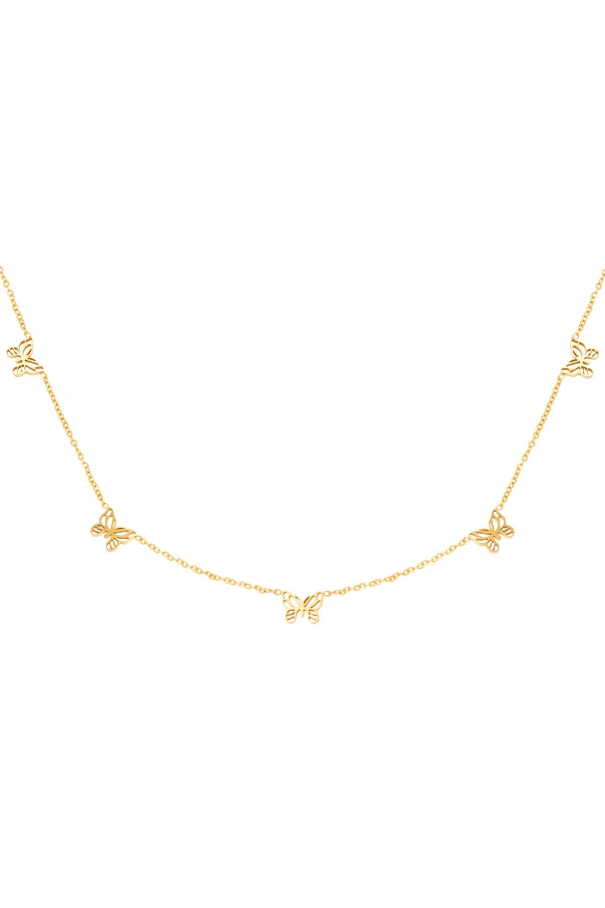 Goldkette mit 5 Schmetterlingen – Edelstahl 37+5 cm