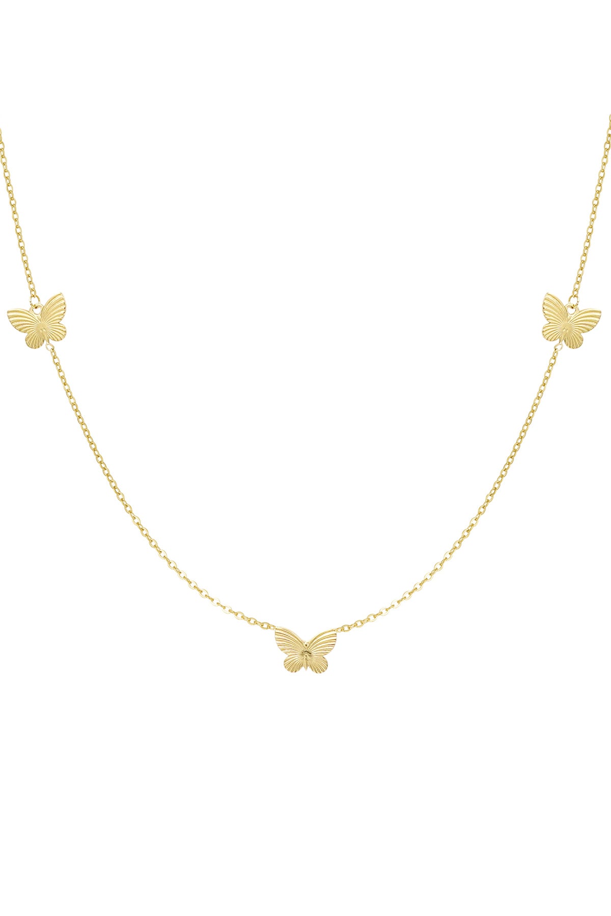 Lange Goldkette mit Schmetterlingen – Edelstahl
