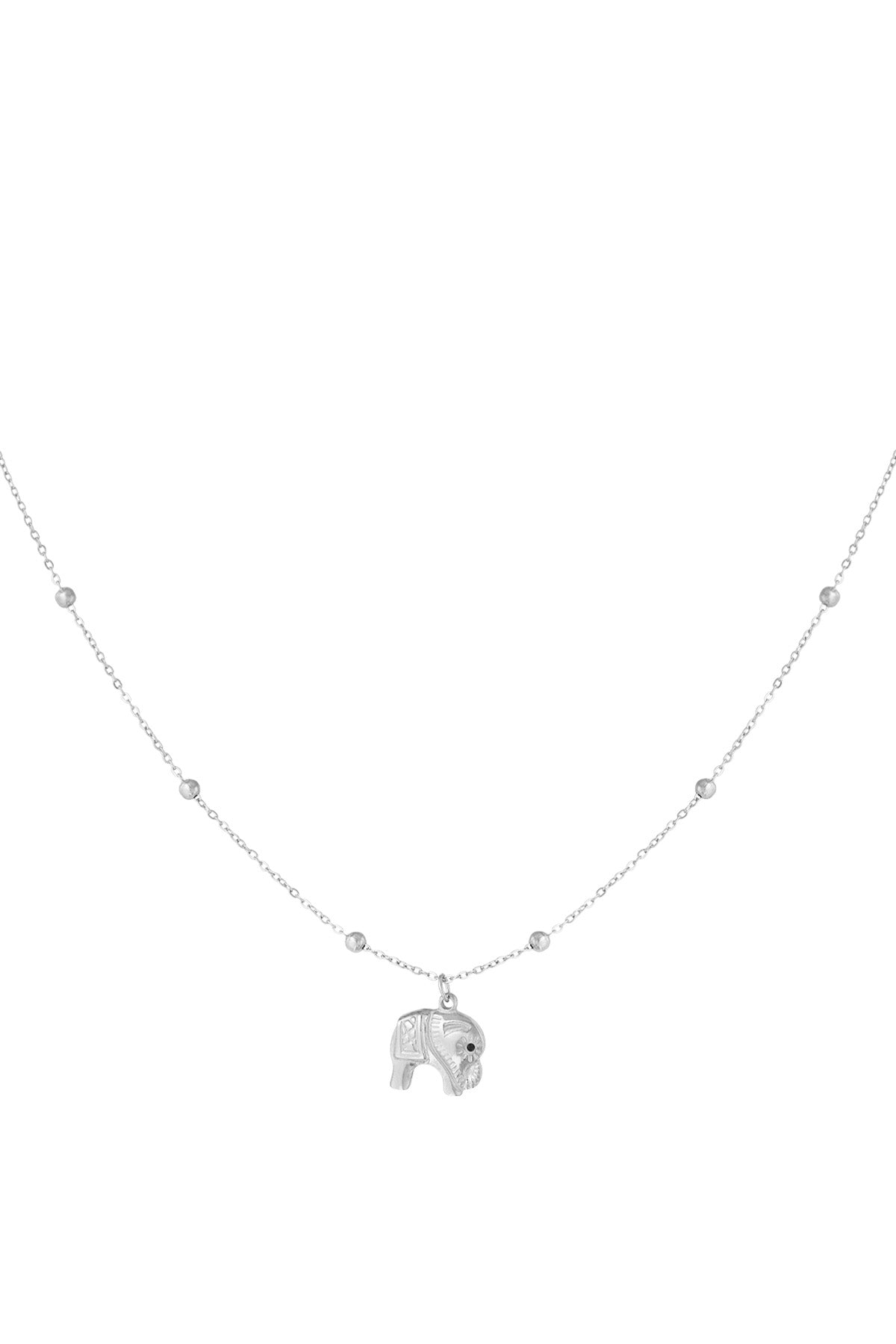 Zilverkleurige ketting van stainless steel met olifantenhanger – 40+5 cm