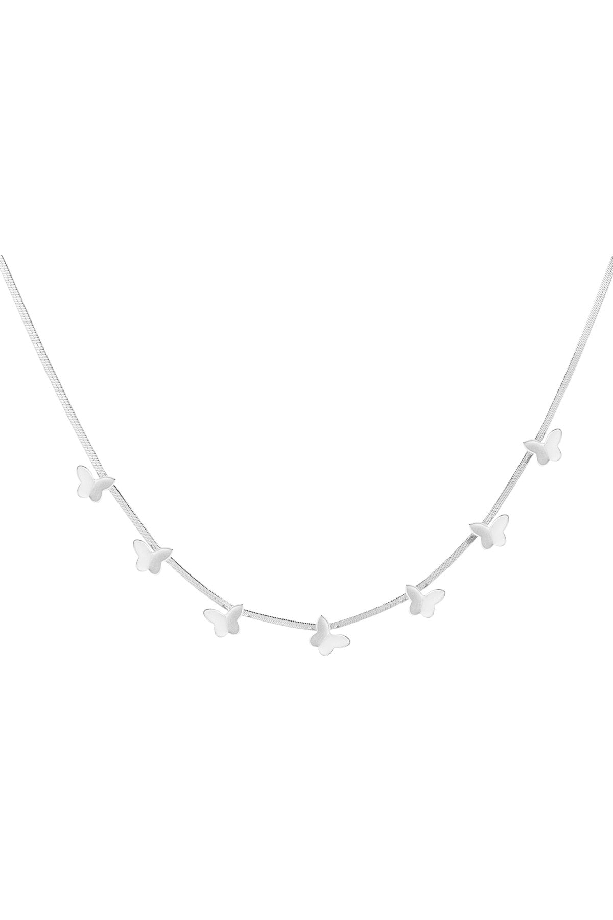 Zilverkleurige schakelketting met vlinders van stainless steel – 40+5 cm