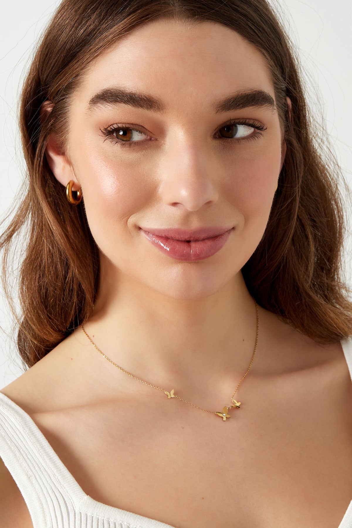 Goldkette mit 3 Schmetterlingen – 39+5 cm