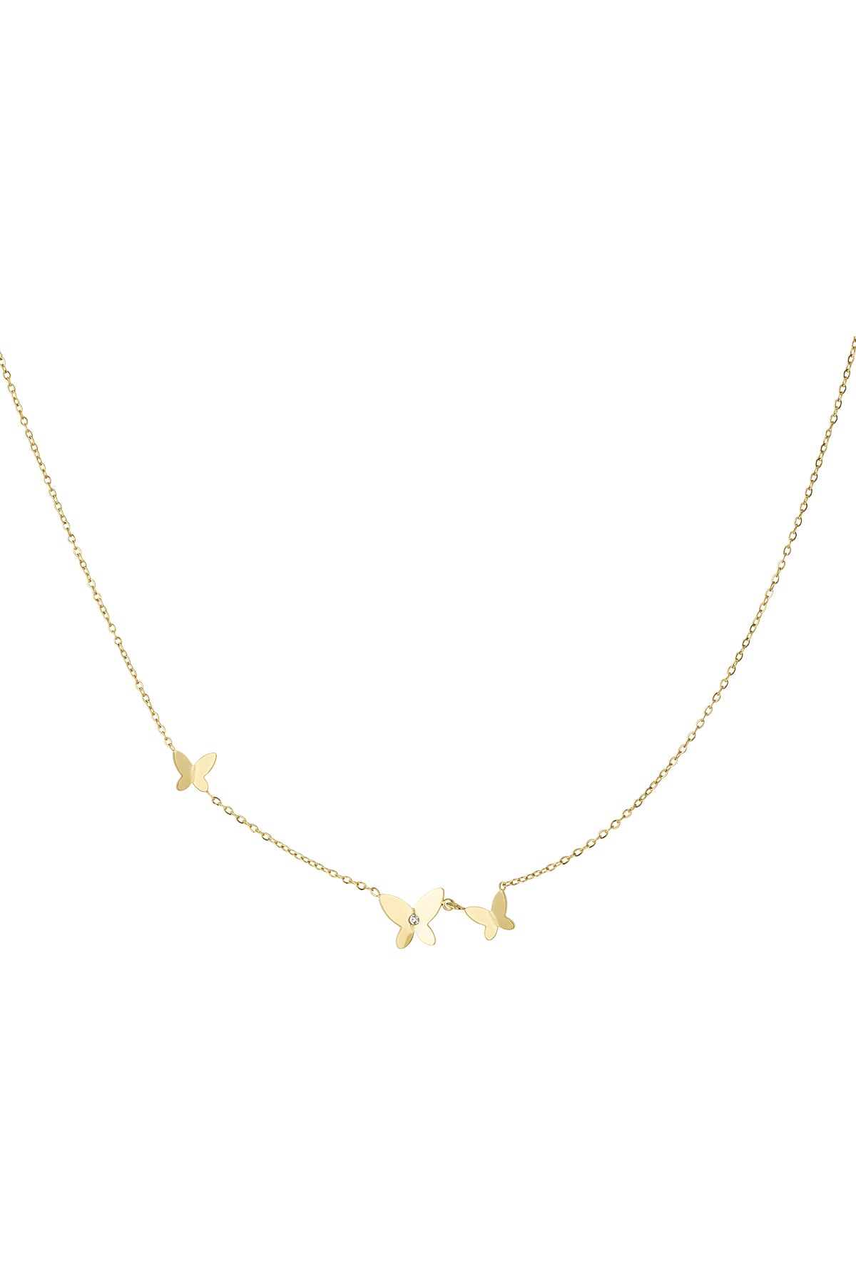 Goldkette mit 3 Schmetterlingen – 39+5 cm
