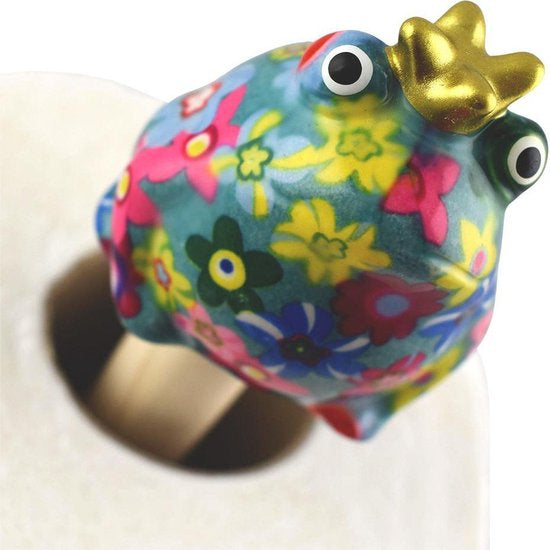 Keukenrolhouder Kikker Freddy – Blauw Bloemen