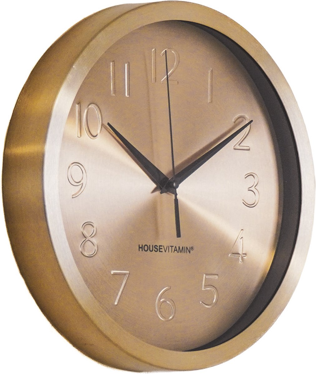 Goldene Wanduhr aus Metall Ø25 cm