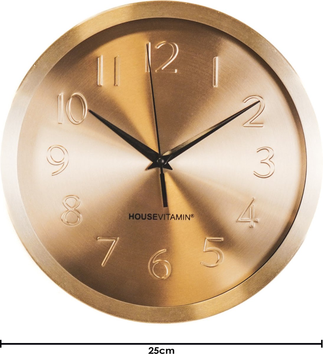 Goldene Wanduhr aus Metall Ø25 cm